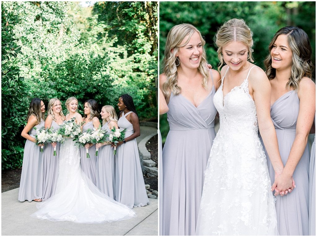 Wedding party, bridesmaids. Abernathy Center Wedding in Oregon City, Oregon | Garden Wedding | Ashley Cook Photography 