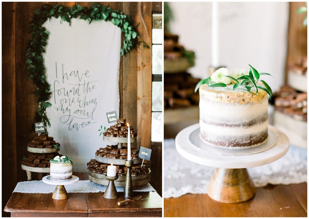 Naked cake and brownies 
Boho Oregon wedding | Ashley Cook Photography |
