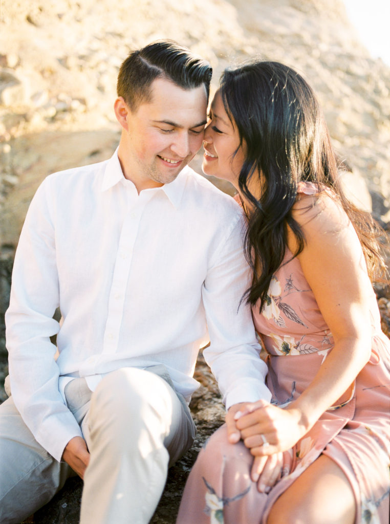 Dreamy light and airy beach engagement photos