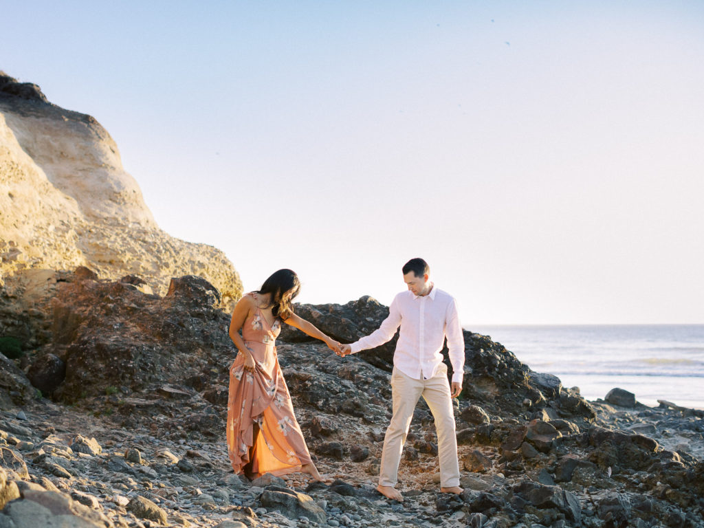 Dreamy light and airy beach engagement photos
