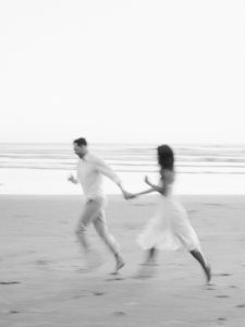 Dreamy light and airy beach engagement photos