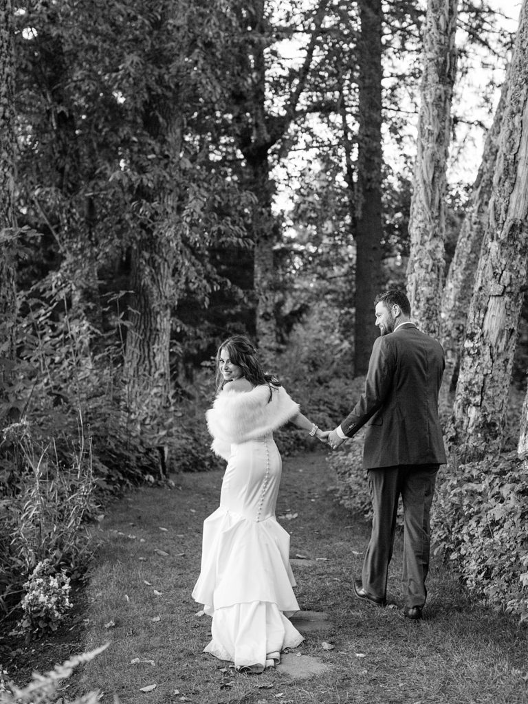 Couple on their wedding day in nature