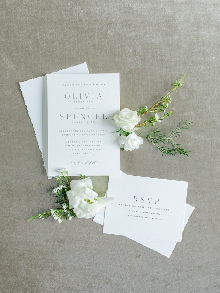 Invitation and RSVP card with flowers