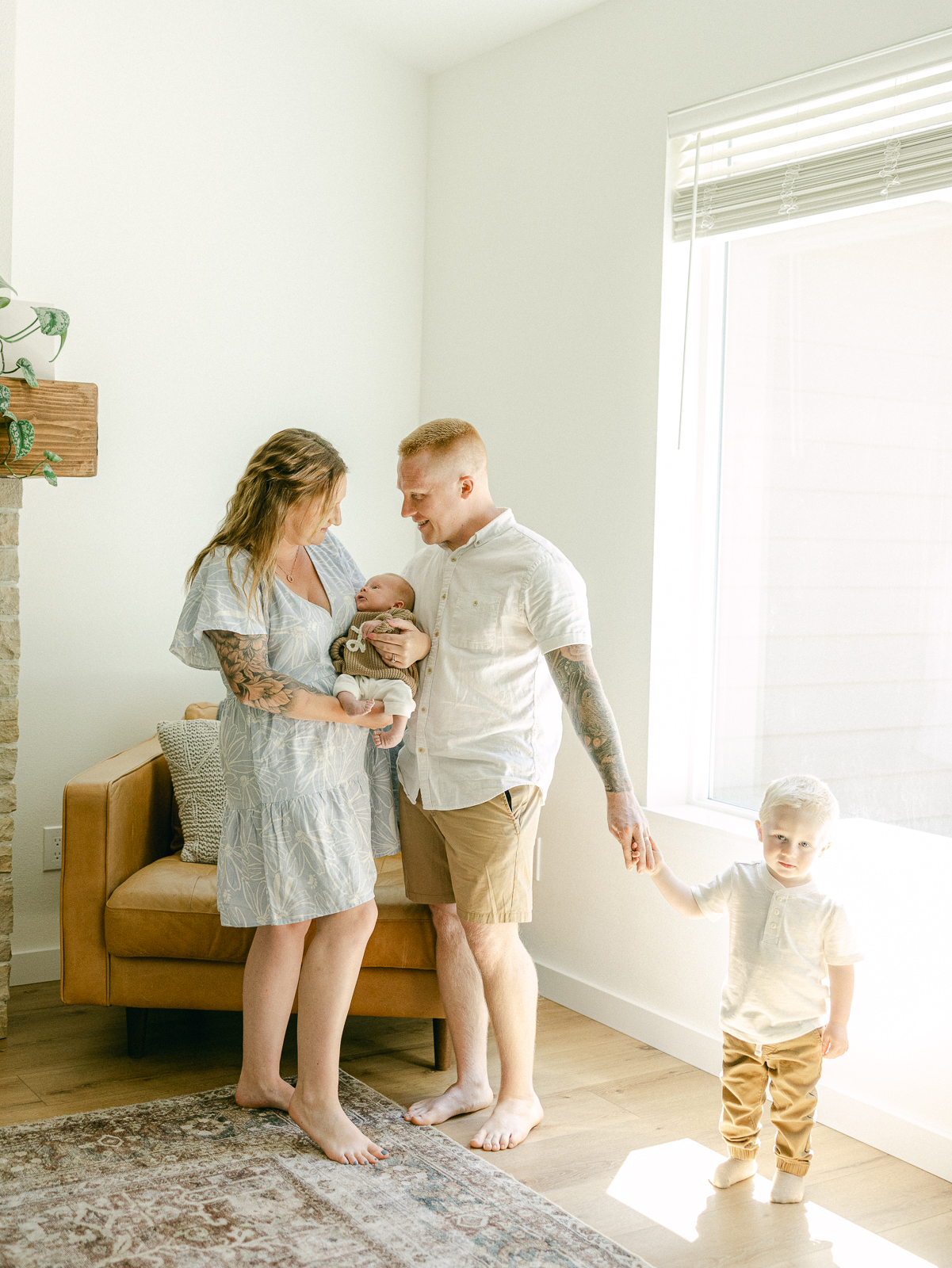 light filled in-home lifestyle newborn session