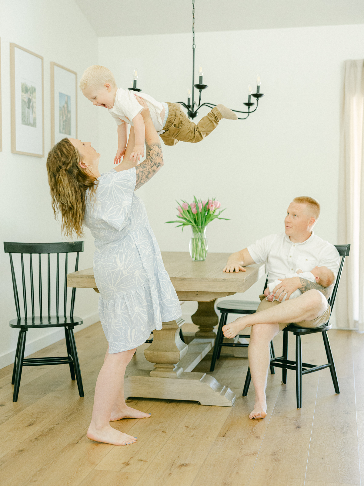 Family Photographer in eugene, oregon sharing an indoor newborn session