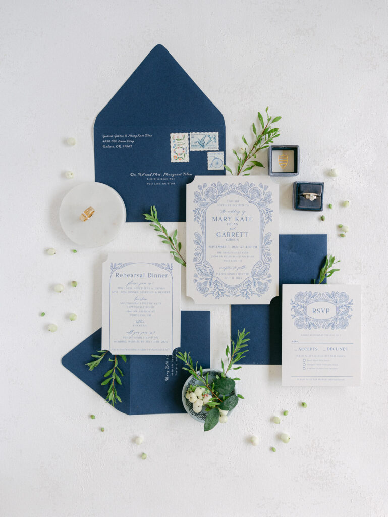 invitation from an Oregon golf club wedding