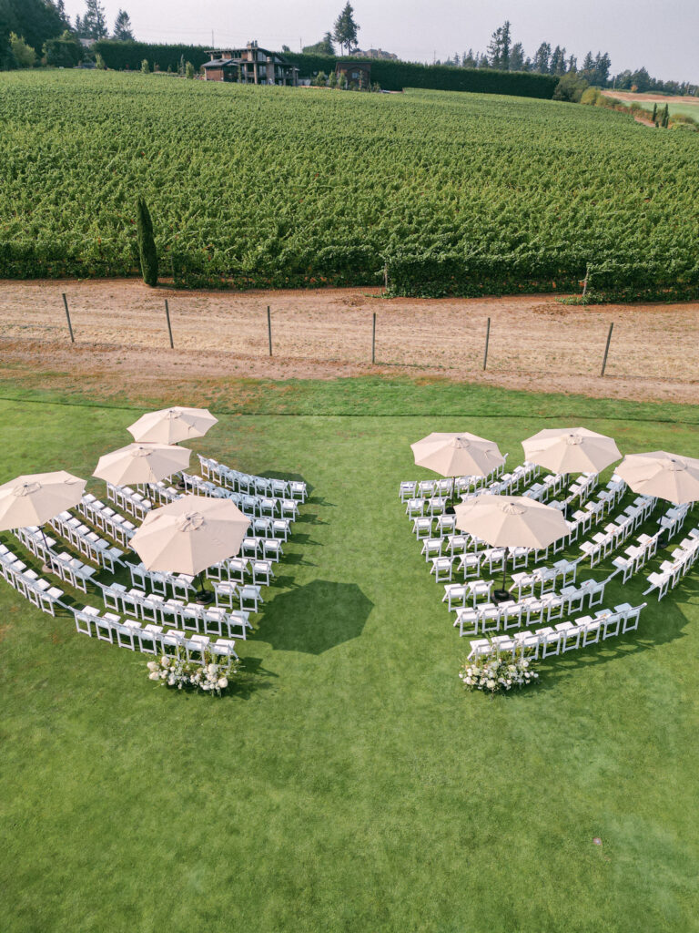 ceremony in the vineyard at Oregon golf club