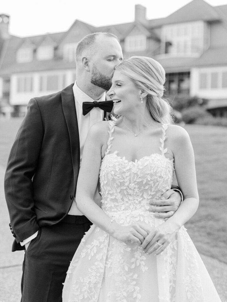 Bride and groom on their wedding day at Oregon golf club