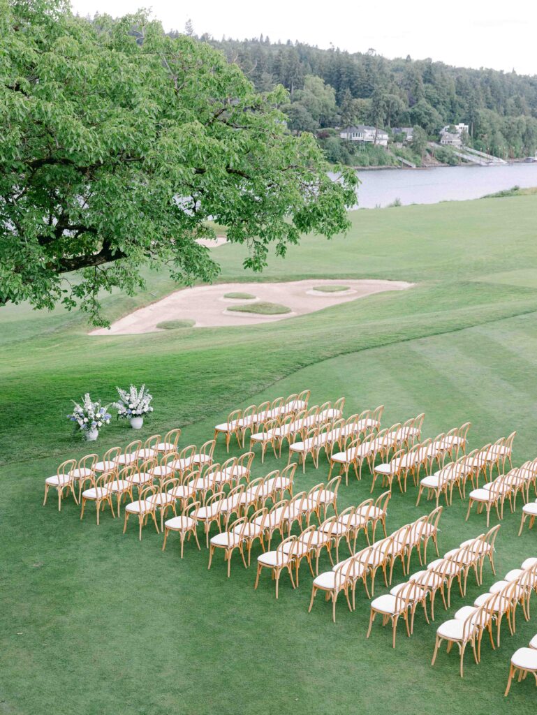 Ceremony on the riverside lawn  Waverley country club wedding