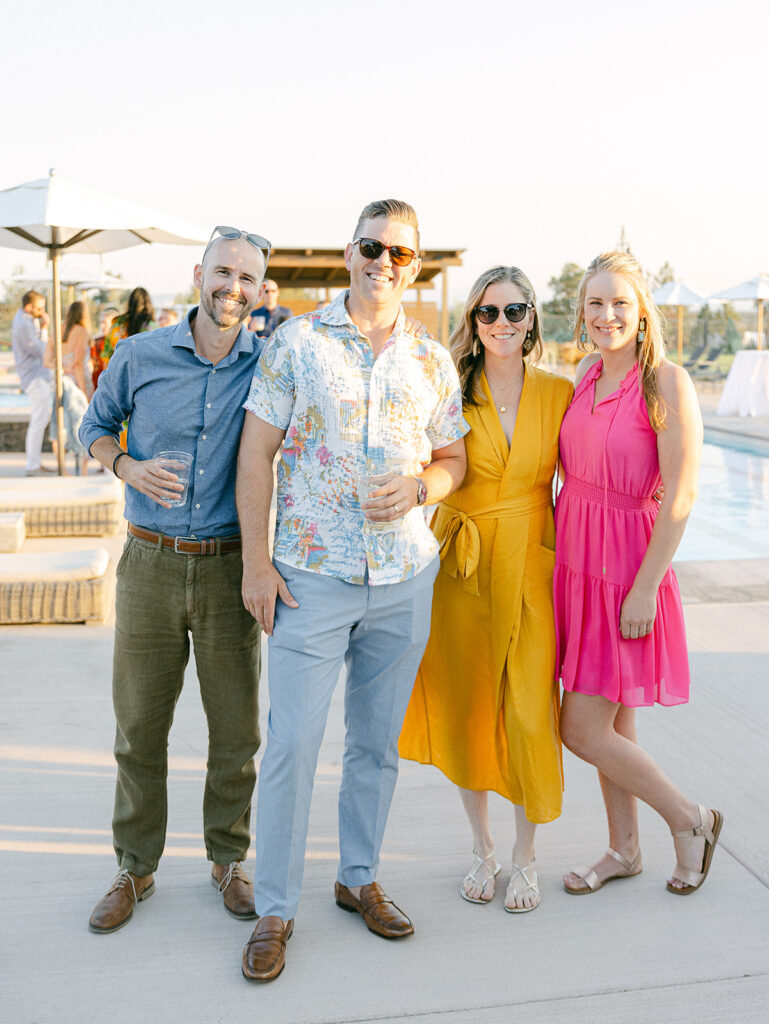 Unique ideas for welcome party decor and entertainment at a wedding weekend celebration
