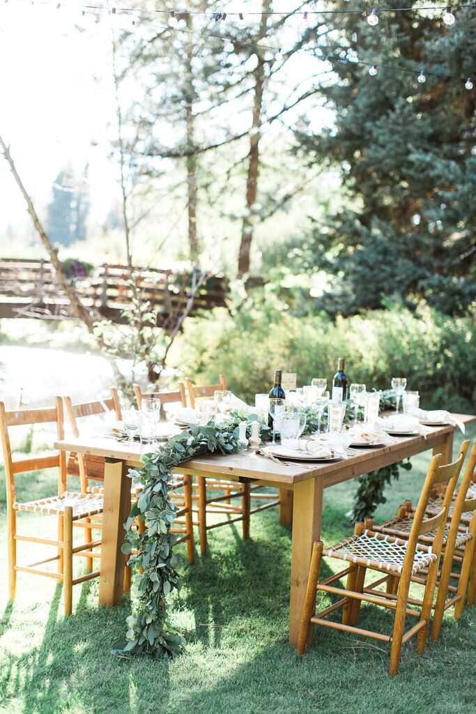 Rustic Lodge Wedding at Black Butte Ranch with Mountain Backdrop
