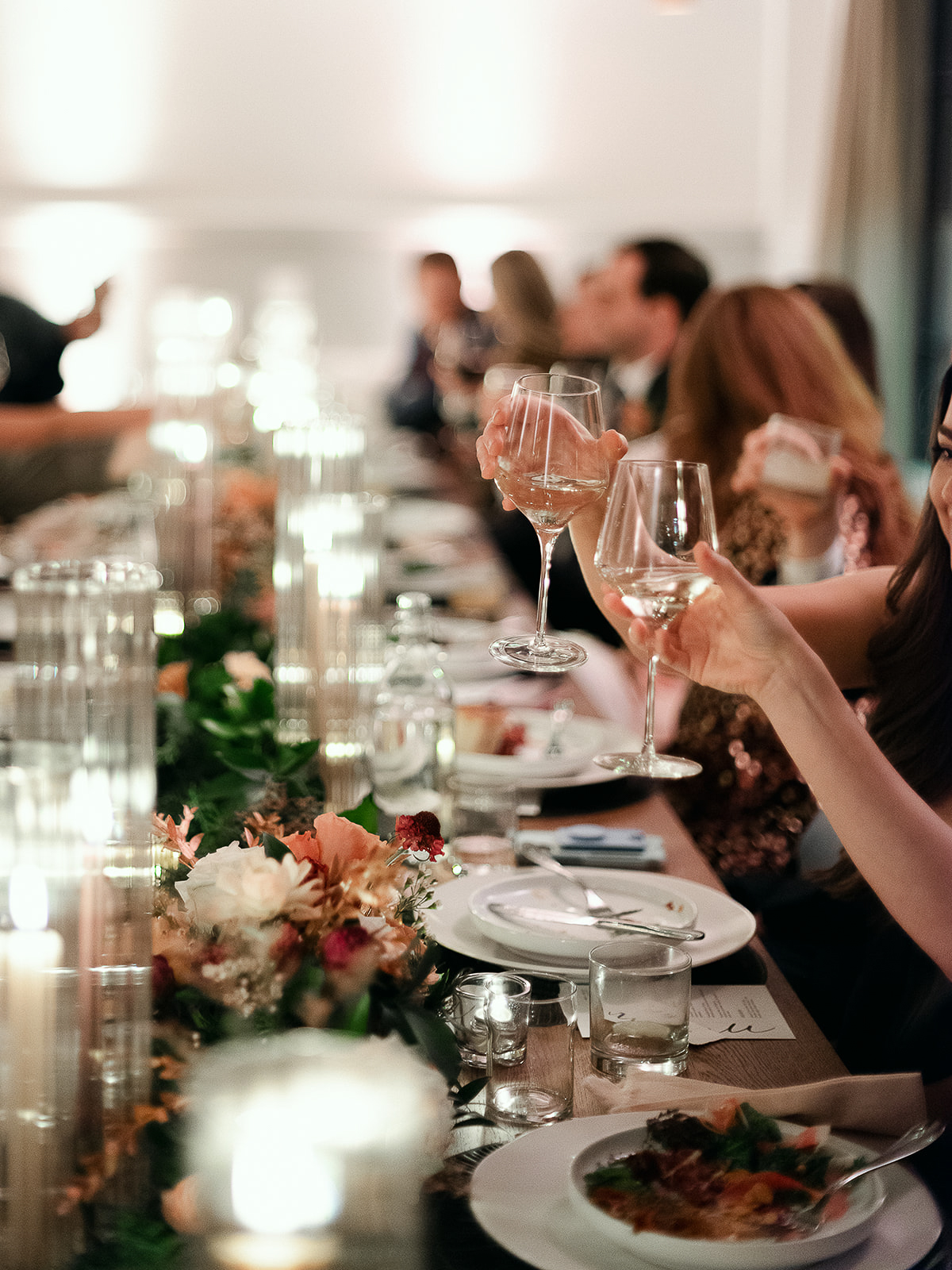 Reception table decor styled for a small, intimate wedding in Portland
