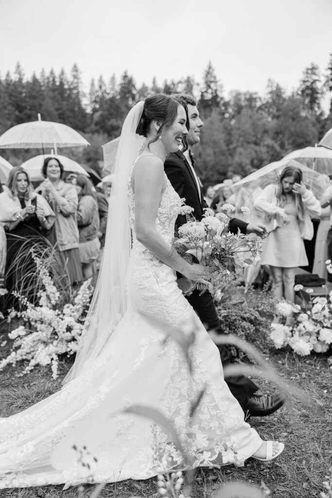 Outdoor private estate wedding ceremony with natural Oregon scenery