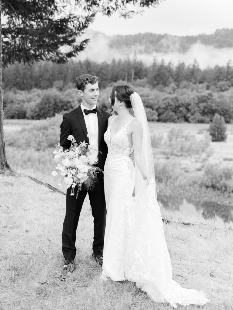 Wedding couple portraits at a private estate photographed by an Oregon wedding photographer