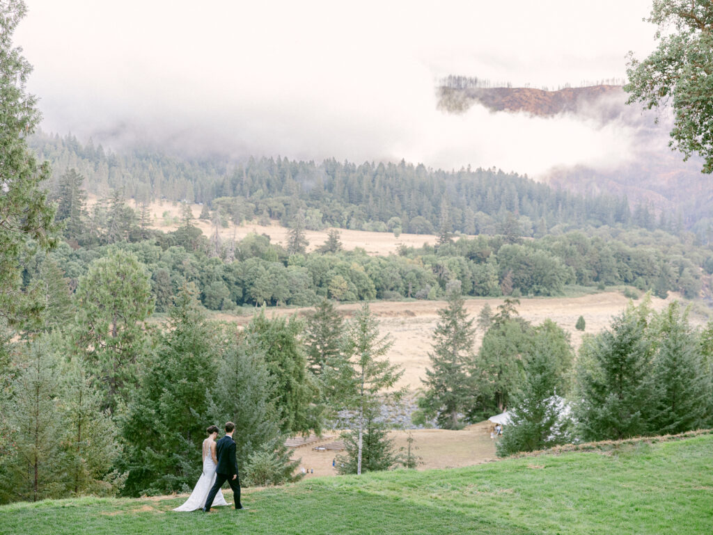 Private estate wedding couple during golden hour