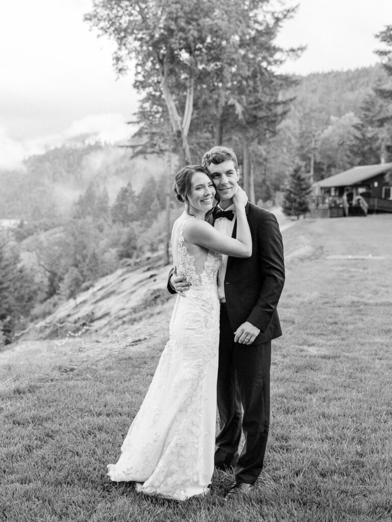 Private estate wedding couple during golden hour