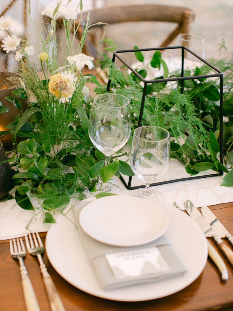 Private estate wedding design with sailcloth tent and curated details