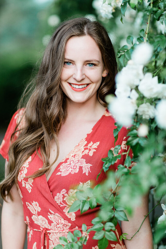 High school senior portrait during spring season in Eugene