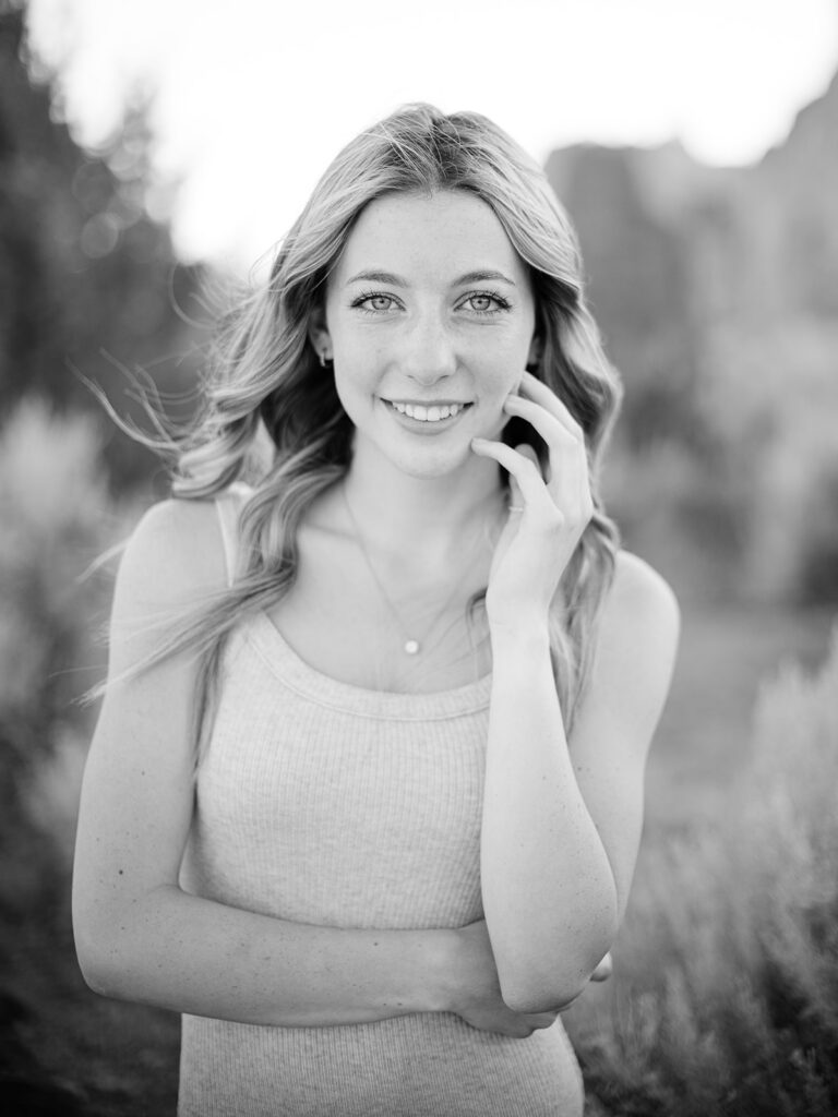 Golden light summer senior session at Smith Rock near Bend, Oregon