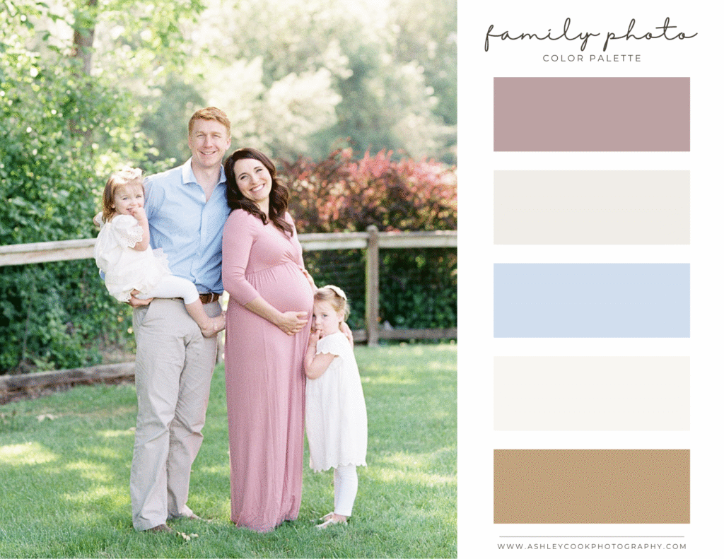 family photo color schemes with soft tones