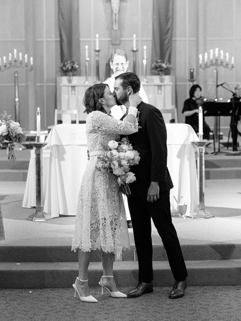 Wedding ceremony inside Lake Oswego Catholic church