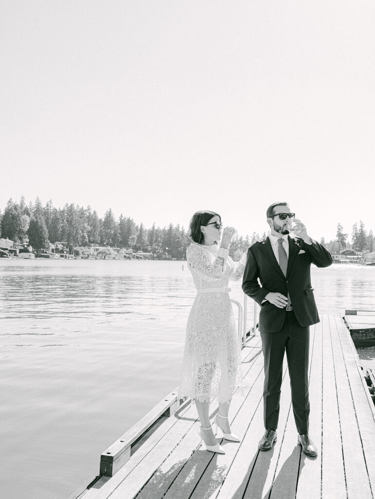 Lake Oswego wedding portraits by the water