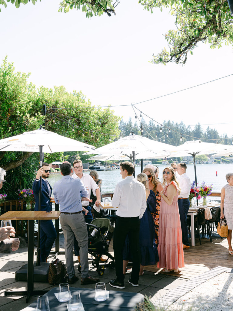 Candid moments during small wedding reception Portland Oregon