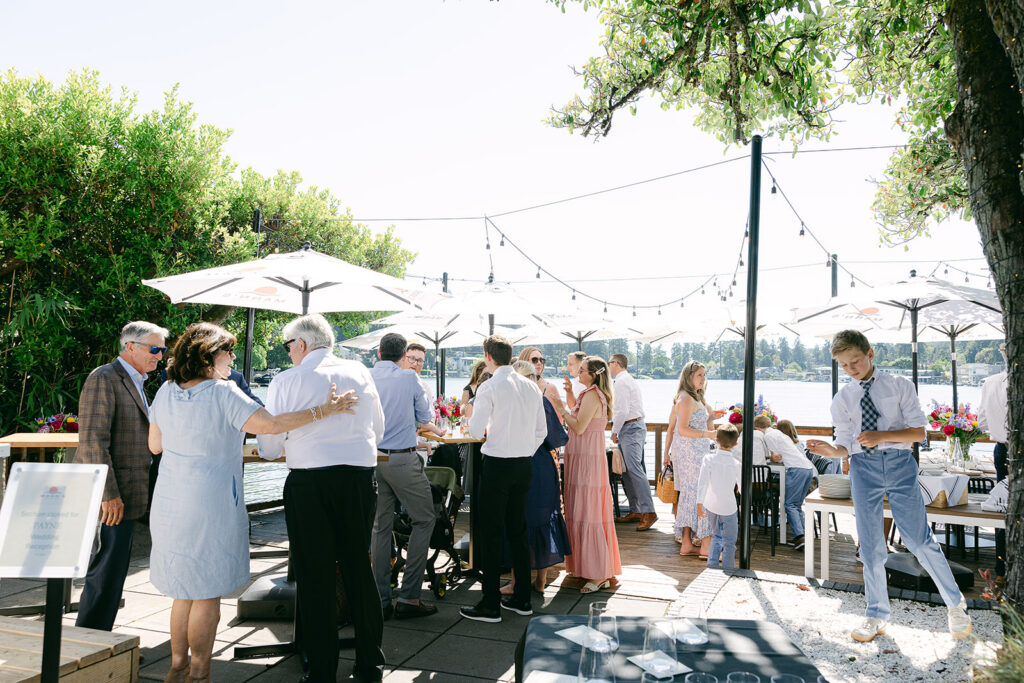 Candid moments during small wedding reception Portland Oregon