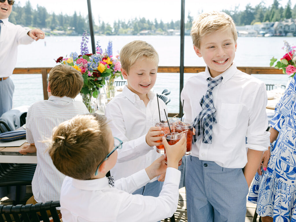 Candid moments during small wedding reception Portland Oregon