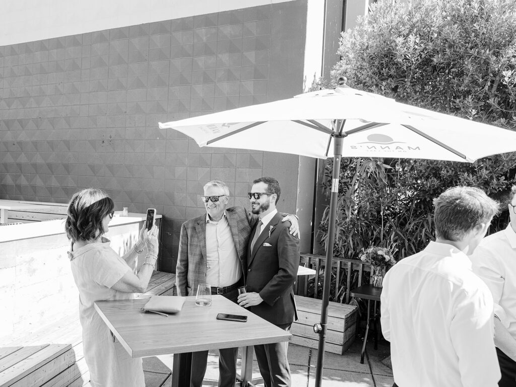 Candid moments during small wedding reception Portland Oregon