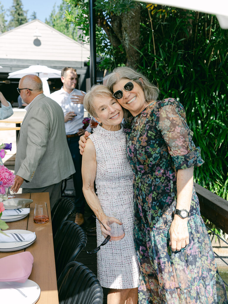 Candid moments during small wedding reception Portland Oregon