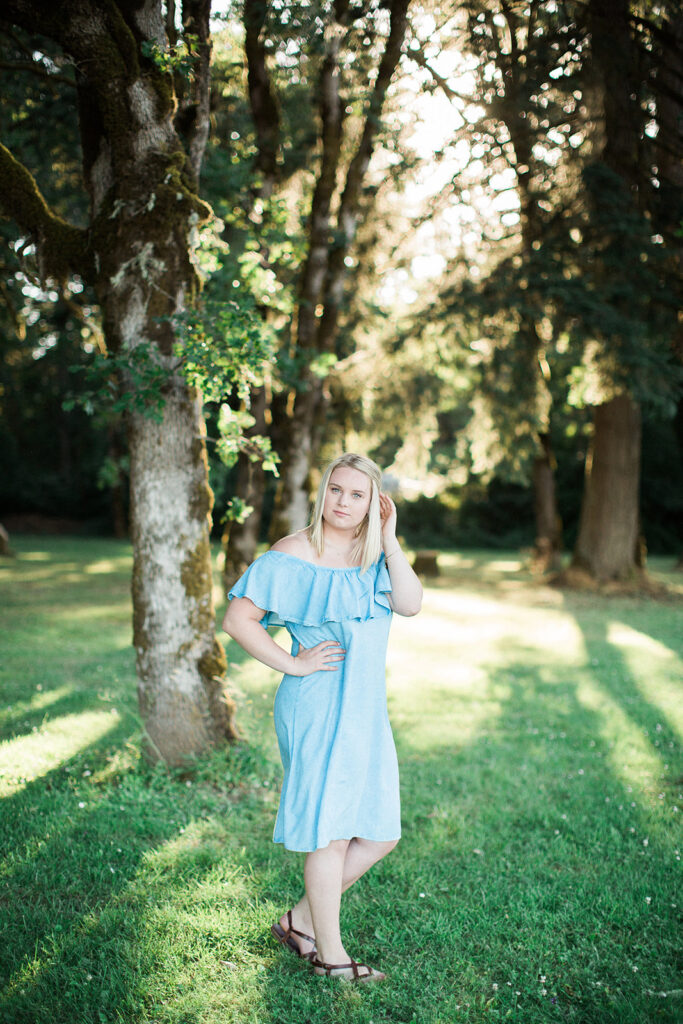 Eugene senior photos season during warm summer evening