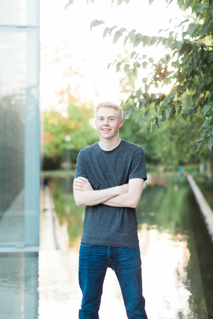 Senior portrait near Matthew Knight Arena in Eugene Oregon