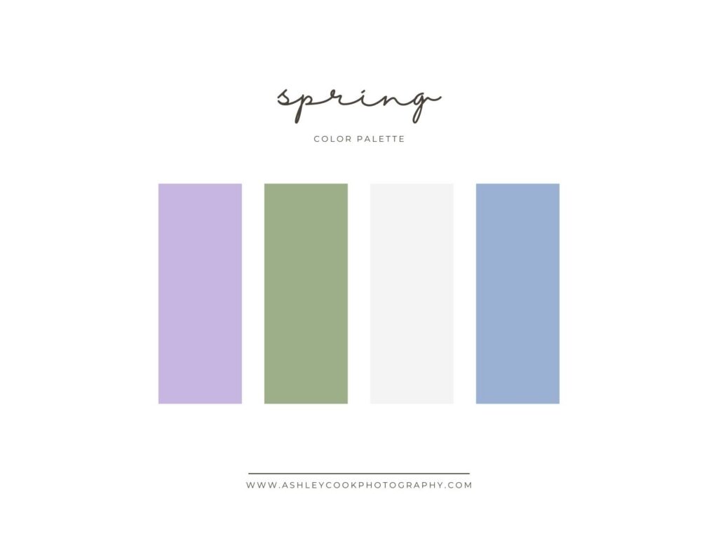 Spring family pictures color scheme in lavender, sage, white, denim