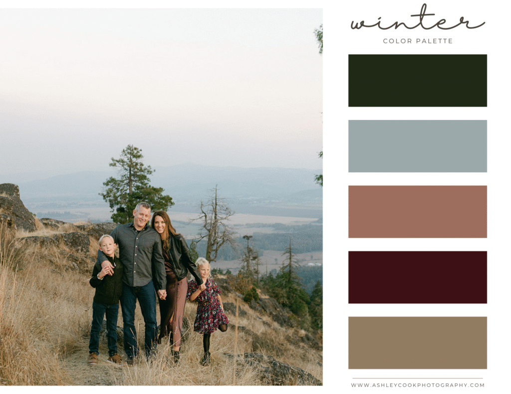 winter family pictures color scheme rich colors 