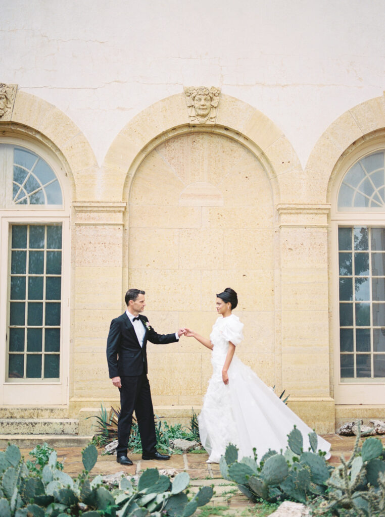 Romantic wedding portrait at Philbrook Museum of Art