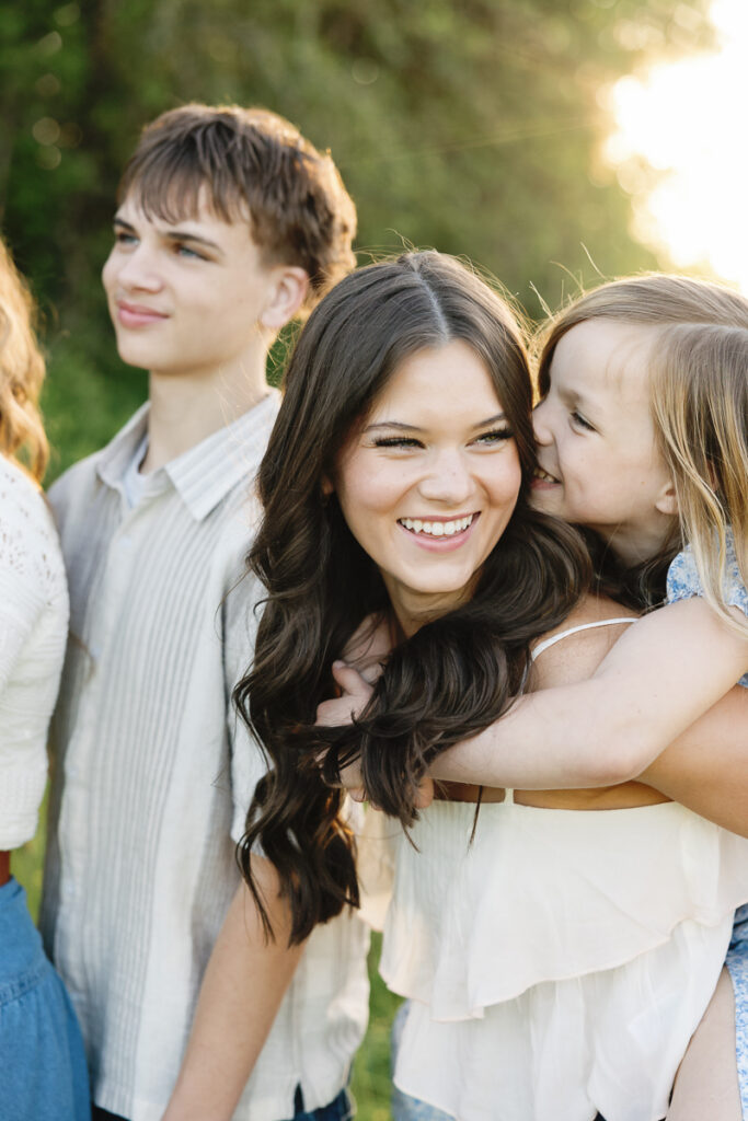 Family portraits at sunset in Eugene Oregon with soft summer light