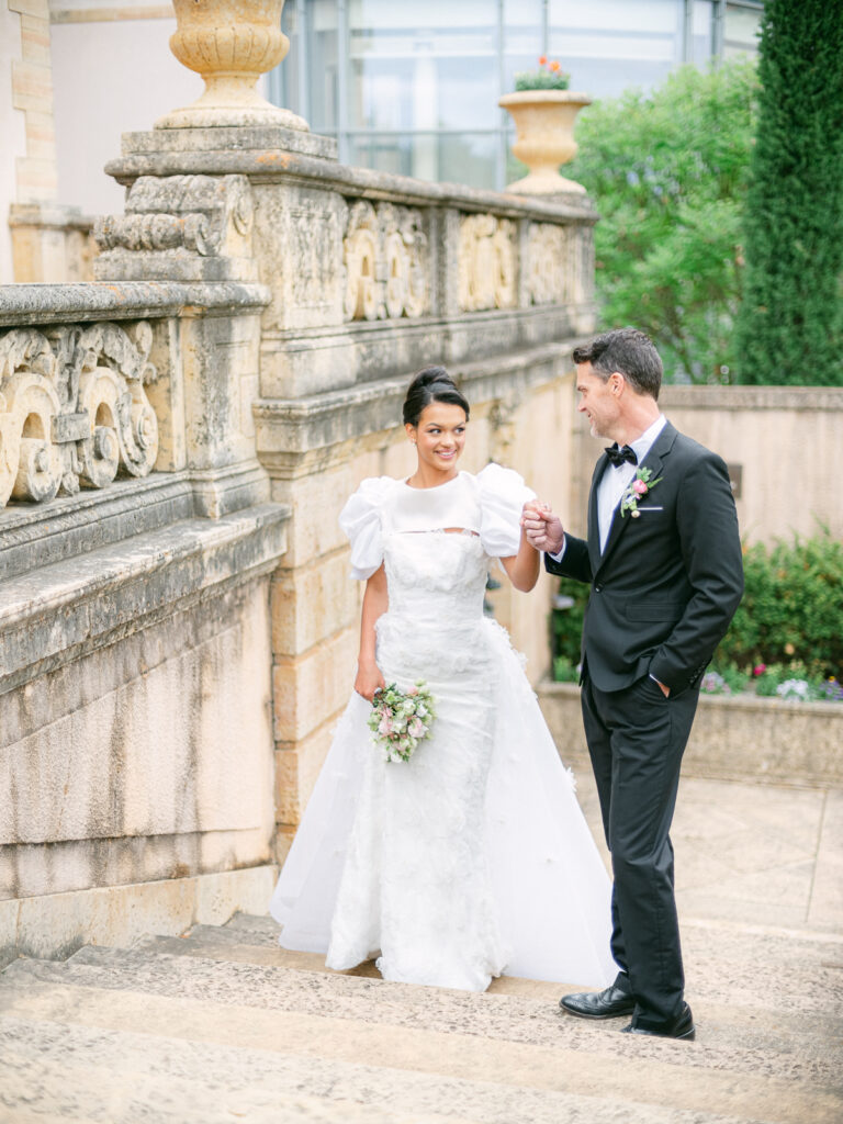 Romantic wedding portrait at Philbrook Museum of Art