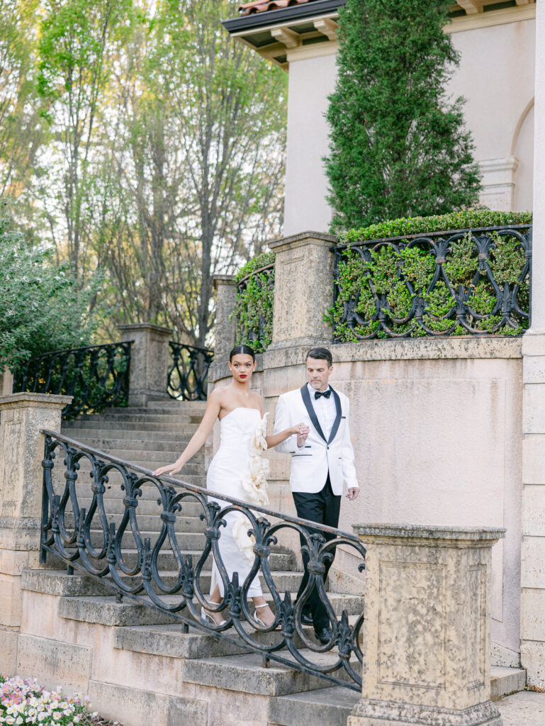 Romantic wedding portrait at Philbrook Museum of Art